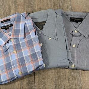 Banana Republic Men's Long Sleeve Plaid and Solid Shirt Lot